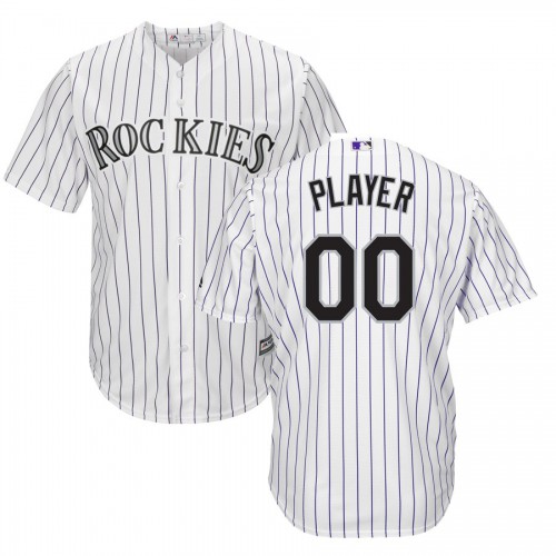 Colorado Rockies Majestic Home Cool Base Custom Jersey White Colorado Rockies Majestic Home Cool Base Custom Jersey White