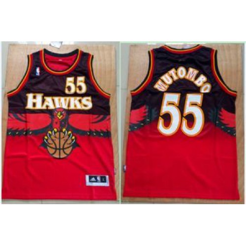 Hawks #55 Dikembe Mutombo Red Throwback Stitched NBA Jersey Hawks #55 Dikembe Mutombo Red Throwback Stitched NBA Jersey