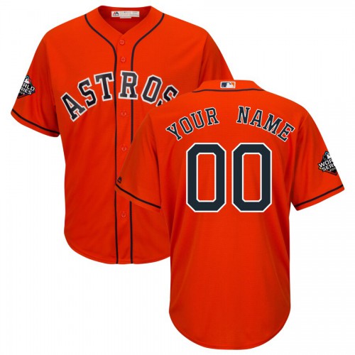 Houston Astros Majestic 2019 World Series Bound Official Cool Base Custom Jersey Orange Houston Astros Majestic 2019 World Series Bound Official Cool Base Custom Jersey Orange