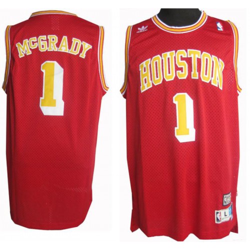 Houston Rockets 1 Tracy McGrady Red Jersey Yellow Number Cheap Houston Rockets 1 Tracy McGrady Red Jersey Yellow Number Cheap