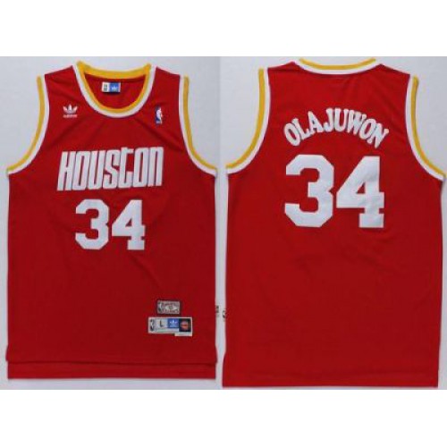 Houston Rockets #34 Hakeem Olajuwon Red Throwback Stitched NBA Jersey Houston Rockets #34 Hakeem Olajuwon Red Throwback Stitched NBA Jersey