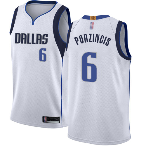 Mavericks #6 Kristaps Porzingis White Basketball Swingman Association Edition Jersey Mavericks #6 Kristaps Porzingis White Basketball Swingman Association Edition Jersey
