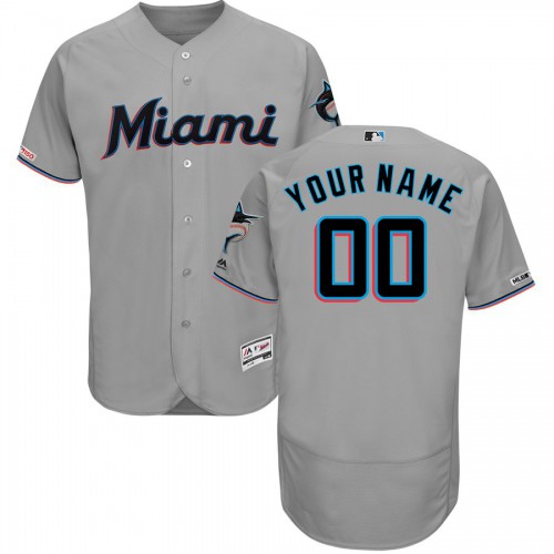 Miami Marlins Majestic Road Authentic Collection Flex Base Custom Jersey Gray Miami Marlins Majestic Road Authentic Collection Flex Base Custom Jersey Gray