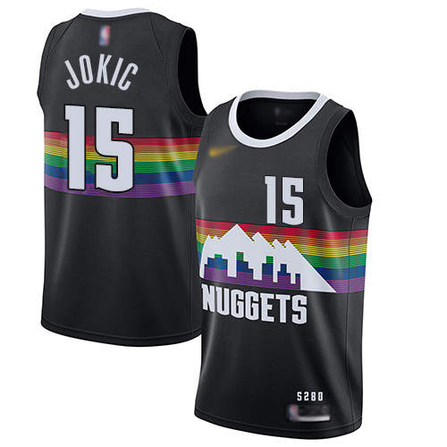 Nuggets #15 Nikola Jokic Black Basketball Swingman City Edition 2019/20 Jersey Nuggets #15 Nikola Jokic Black Basketball Swingman City Edition 2019/20 Jersey
