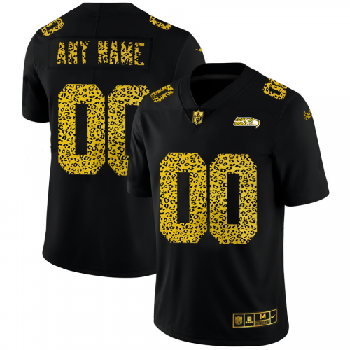 Seattle Seahawks Custom Mens Nike Leopard Print Fashion Vapor Limited NFL Jersey Black Seattle Seahawks Custom Mens Nike Leopard Print Fashion Vapor Limited NFL Jersey Black