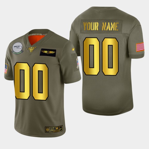 Seattle Seahawks Custom Mens Nike Olive Gold 2019 Salute to Service Limited NFL 100 Jersey Seattle Seahawks Custom Mens Nike Olive Gold 2019 Salute to Service Limited NFL 100 Jersey