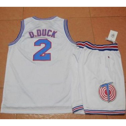 Space Jam Tune Squad #2 Daffy Duck White Stitched Basketball Jersey Space Jam Tune Squad #2 Daffy Duck White Stitched Basketball Jersey