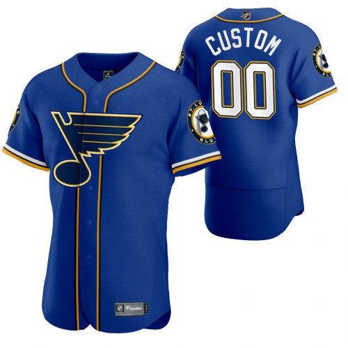 St. Louis Blues Custom Mens 2020 NHL x MLB Crossover Edition Baseball Jersey Blue St. Louis Blues Custom Mens 2020 NHL x MLB Crossover Edition Baseball Jersey Blue