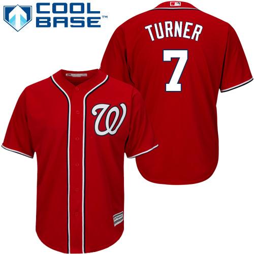 Washington Nationals #7 Trea Turner Red Cool Base Stitched Youth MLB Jersey Washington Nationals #7 Trea Turner Red Cool Base Stitched Youth MLB Jersey