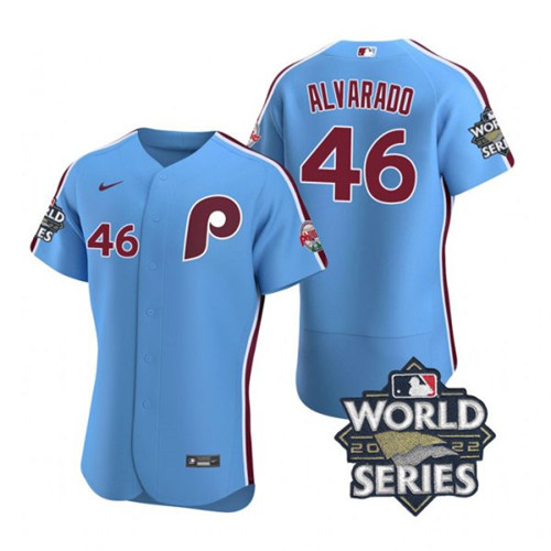 Phillies 46 Jose Alvarado Blue Nike 2022 World Series Flexbase Jersey Phillies 46 Jose Alvarado Blue Nike 2022 World Series Flexbase Jersey