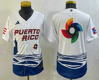 Youth Puerto Rico Baseball Big Logo White 2023 World Baseball Classic Stitched Jerseys Youth Puerto Rico Baseball Big Logo White 2023 World Baseball Classic Stitched Jerseys