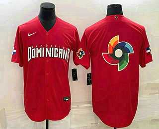 Mens Dominican Republic Baseball 2023 Red World Big Logo With Patch Classic Stitched Jerseys Mens Dominican Republic Baseball 2023 Red World Big Logo With Patch Classic Stitched Jerseys