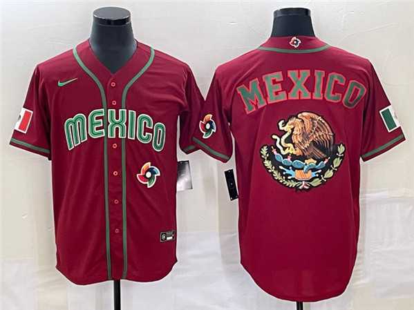 Mens Mexico Baseball 2023 Red Team Big Logo World Baseball Classic Stitched Jersey Mens Mexico Baseball 2023 Red Team Big Logo World Baseball Classic Stitched Jersey
