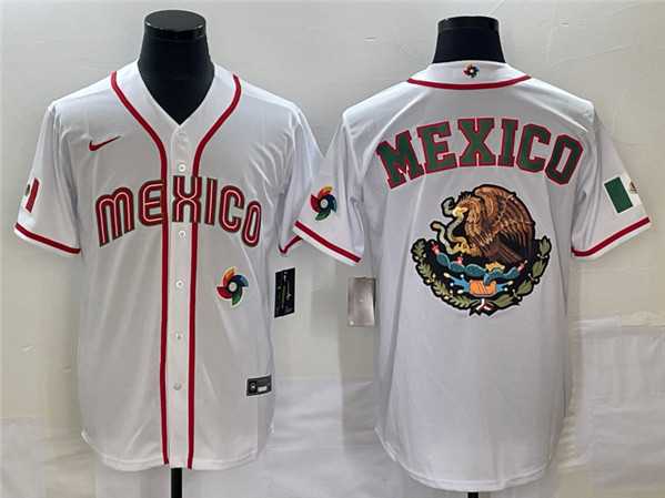 Mens Mexico 2023 White Team Big Logo World Baseball Classic Stitched Jersey Mens Mexico 2023 White Team Big Logo World Baseball Classic Stitched Jersey