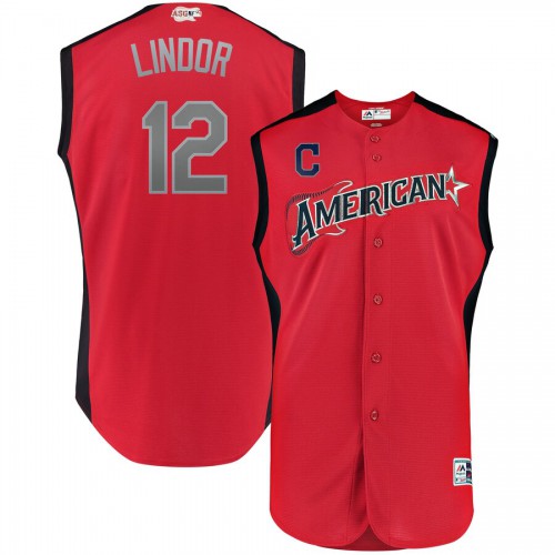 American League #12 Francisco Lindor Majestic Youth 2019 MLB All-Star Game Player Jersey Red American League #12 Francisco Lindor Majestic Youth 2019 MLB All-Star Game Player Jersey Red
