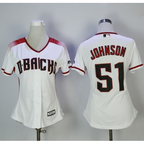 Arizona Diamondbacks #51 Randy Johnson White/Brick Home Womens Stitched MLB Jersey Arizona Diamondbacks #51 Randy Johnson White/Brick Home Womens Stitched MLB Jersey