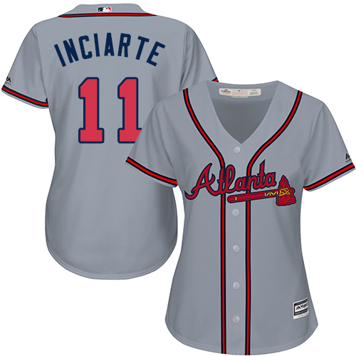 Atlanta Braves #11 Ender Inciarte Grey Road Womens Stitched MLB Jersey Atlanta Braves #11 Ender Inciarte Grey Road Womens Stitched MLB Jersey