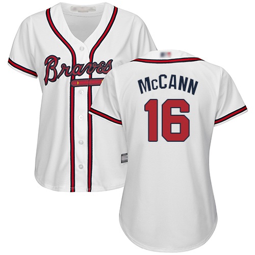 Atlanta Braves #16 Brian McCann White Home Womens Stitched MLB Jersey Atlanta Braves #16 Brian McCann White Home Womens Stitched MLB Jersey