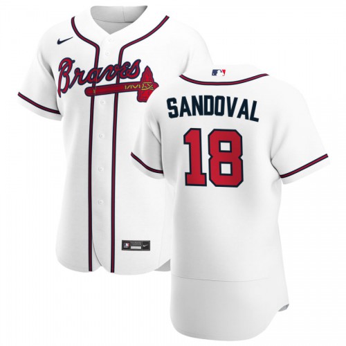Atlanta Braves #18 Pablo Sandoval Mens Nike White Home 2020 Authentic Player MLB Jersey Atlanta Braves #18 Pablo Sandoval Mens Nike White Home 2020 Authentic Player MLB Jersey