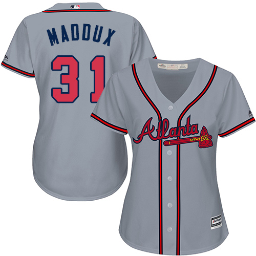 Atlanta Braves #31 Greg Maddux Grey Road Womens Stitched MLB Jersey Atlanta Braves #31 Greg Maddux Grey Road Womens Stitched MLB Jersey