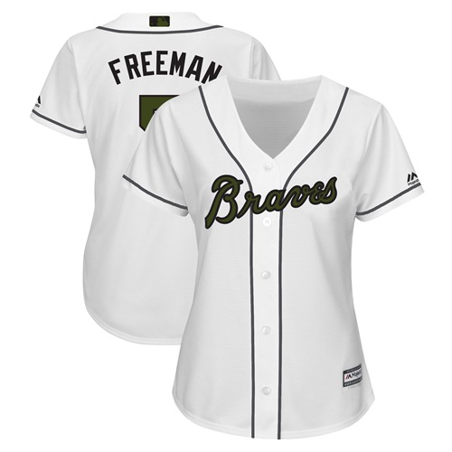 Atlanta Braves #5 Freddie Freeman White 2018 Memorial Day Cool Base Womens Stitched MLB Jersey Atlanta Braves #5 Freddie Freeman White 2018 Memorial Day Cool Base Womens Stitched MLB Jersey
