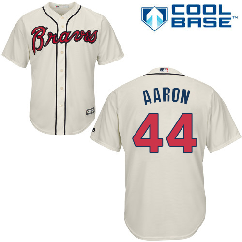 Atlanta Braves #44 Hank Aaron Cream Cool Base Stitched Youth MLB Jersey Atlanta Braves #44 Hank Aaron Cream Cool Base Stitched Youth MLB Jersey