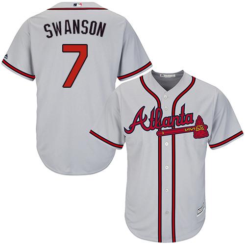 Atlanta Braves #7 Dansby Swanson Grey Cool Base Stitched Youth MLB Jersey Atlanta Braves #7 Dansby Swanson Grey Cool Base Stitched Youth MLB Jersey