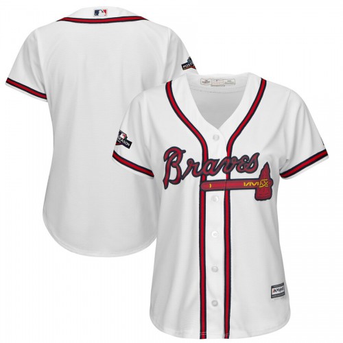 Atlanta Braves Majestic Womens 2019 Postseason Official Cool Base Team Jersey White Atlanta Braves Majestic Womens 2019 Postseason Official Cool Base Team Jersey White