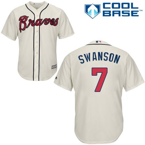 Atlanta Braves #7 Dansby Swanson Cream Cool Base Stitched Youth MLB Jersey Atlanta Braves #7 Dansby Swanson Cream Cool Base Stitched Youth MLB Jersey