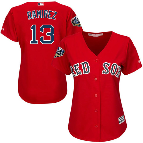 Boston Red Sox #13 Hanley Ramirez Red Alternate 2018 World Series Womens Stitched MLB Jersey Boston Red Sox #13 Hanley Ramirez Red Alternate 2018 World Series Womens Stitched MLB Jersey
