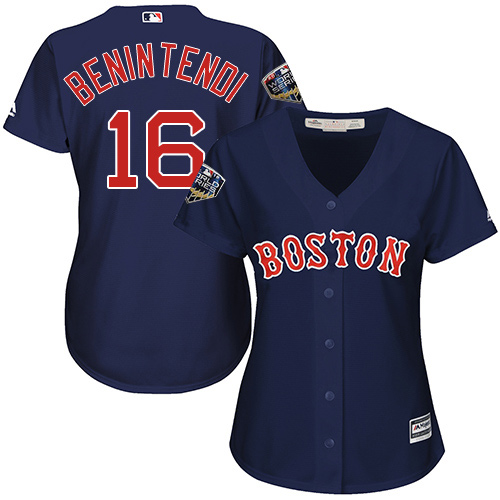 Boston Red Sox #16 Andrew Benintendi Navy Blue Alternate 2018 World Series Womens Stitched MLB Jersey Boston Red Sox #16 Andrew Benintendi Navy Blue Alternate 2018 World Series Womens Stitched MLB Jersey