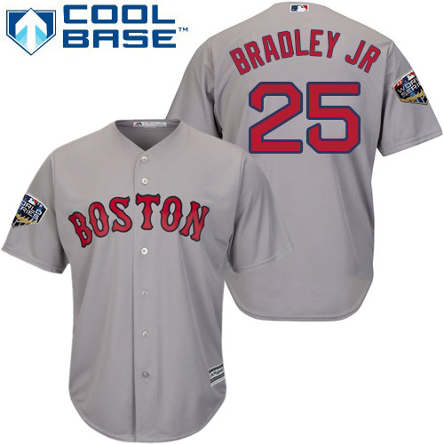 Boston Red Sox #25 Jackie Bradley Jr Grey Cool Base 2018 World Series Stitched Youth MLB Jersey Boston Red Sox #25 Jackie Bradley Jr Grey Cool Base 2018 World Series Stitched Youth MLB Jersey