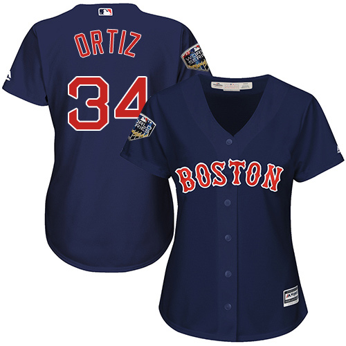 Boston Red Sox #34 David Ortiz Navy Blue Alternate 2018 World Series Womens Stitched MLB Jersey Boston Red Sox #34 David Ortiz Navy Blue Alternate 2018 World Series Womens Stitched MLB Jersey
