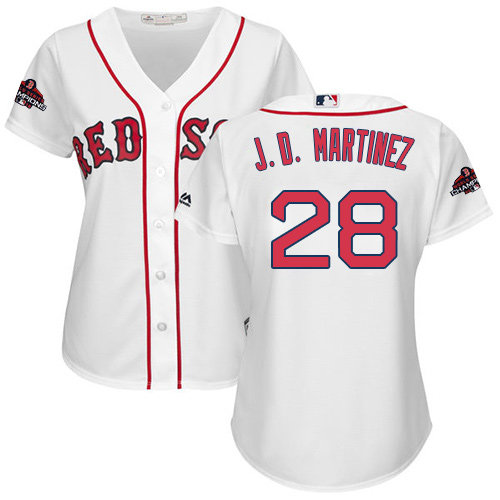 Boston Red Sox #28 J. D. Martinez White Home 2018 World Series Champions Womens Stitched MLB Jersey Boston Red Sox #28 J. D. Martinez White Home 2018 World Series Champions Womens Stitched MLB Jersey