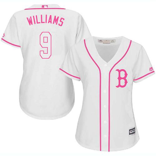 Boston Red Sox #9 Ted Williams White/Pink Fashion Womens Stitched MLB Jersey Boston Red Sox #9 Ted Williams White/Pink Fashion Womens Stitched MLB Jersey