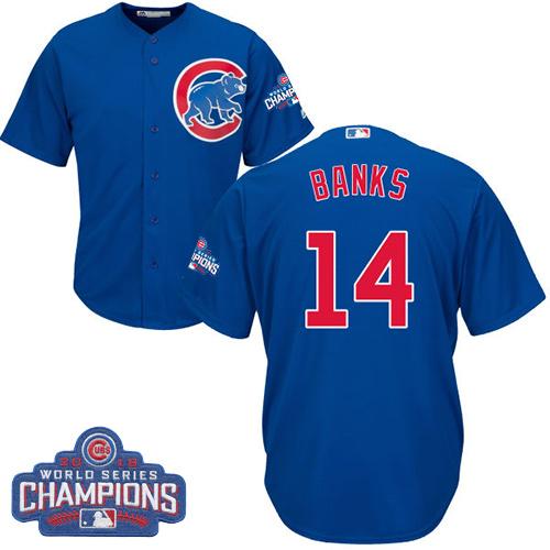 Chicago Cubs #14 Ernie Banks Blue Alternate 2016 World Series Champions Stitched Youth MLB Jersey Chicago Cubs #14 Ernie Banks Blue Alternate 2016 World Series Champions Stitched Youth MLB Jersey