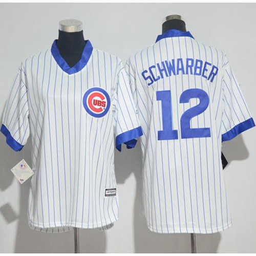Chicago Cubs #12 Kyle Schwarber White(Blue Strip) Cooperstown Womens Stitched MLB Jersey Chicago Cubs #12 Kyle Schwarber White(Blue Strip) Cooperstown Womens Stitched MLB Jersey