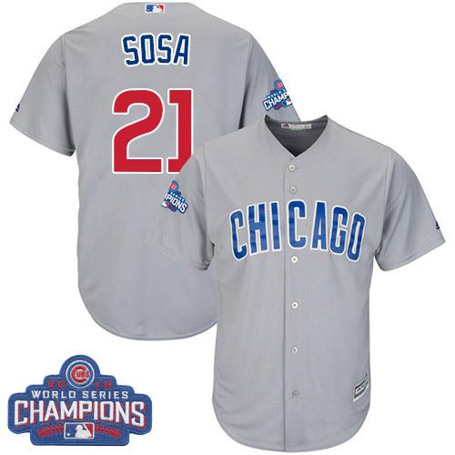 Chicago Cubs #21 Sammy Sosa Grey Road 2016 World Series Champions Stitched Youth MLB Jersey Chicago Cubs #21 Sammy Sosa Grey Road 2016 World Series Champions Stitched Youth MLB Jersey