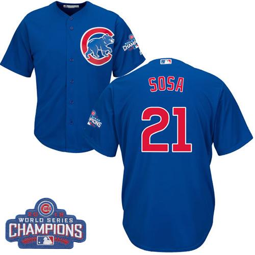 Chicago Cubs #21 Sammy Sosa Blue Alternate 2016 World Series Champions Stitched Youth MLB Jersey Chicago Cubs #21 Sammy Sosa Blue Alternate 2016 World Series Champions Stitched Youth MLB Jersey