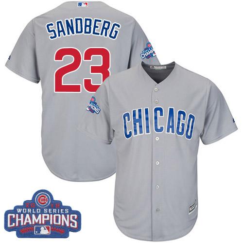 Chicago Cubs #23 Ryne Sandberg Grey Road 2016 World Series Champions Stitched Youth MLB Jersey Chicago Cubs #23 Ryne Sandberg Grey Road 2016 World Series Champions Stitched Youth MLB Jersey