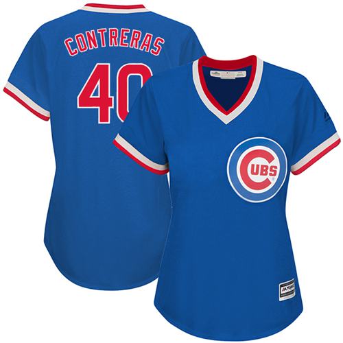 Chicago Cubs #40 Willson Contreras Blue Cooperstown Womens Stitched MLB Jersey Chicago Cubs #40 Willson Contreras Blue Cooperstown Womens Stitched MLB Jersey
