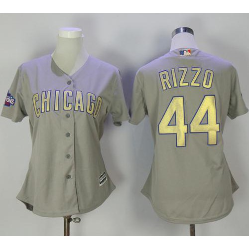 Chicago Cubs #44 Anthony Rizzo Grey 2017 Gold Program Cool Base Womens Stitched MLB Jersey Chicago Cubs #44 Anthony Rizzo Grey 2017 Gold Program Cool Base Womens Stitched MLB Jersey