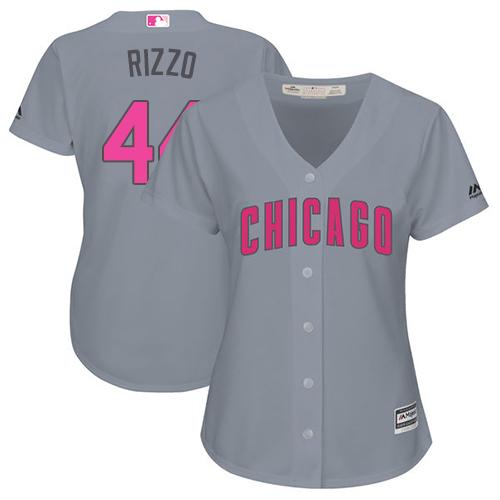 Chicago Cubs #44 Anthony Rizzo Grey Mothers Day Cool Base Womens Stitched MLB Jersey Chicago Cubs #44 Anthony Rizzo Grey Mothers Day Cool Base Womens Stitched MLB Jersey