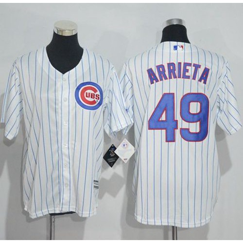 Chicago Cubs #49 Jake Arrieta White(Blue Strip) Cool Base Stitched Youth MLB Jersey Chicago Cubs #49 Jake Arrieta White(Blue Strip) Cool Base Stitched Youth MLB Jersey