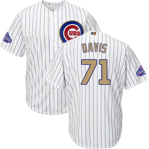 Chicago Cubs #71 Wade Davis White(Blue Strip) 2017 Gold Program Cool Base Stitched Youth MLB Jersey Chicago Cubs #71 Wade Davis White(Blue Strip) 2017 Gold Program Cool Base Stitched Youth MLB Jersey