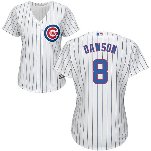 Chicago Cubs #8 Andre Dawson White(Blue Strip) Home Womens Stitched MLB Jersey Chicago Cubs #8 Andre Dawson White(Blue Strip) Home Womens Stitched MLB Jersey