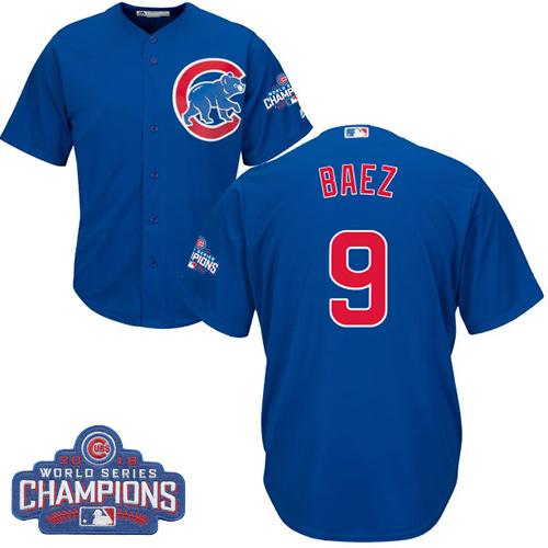 Chicago Cubs #9 Javier Baez Blue Alternate 2016 World Series Champions Stitched Youth MLB Jersey Chicago Cubs #9 Javier Baez Blue Alternate 2016 World Series Champions Stitched Youth MLB Jersey