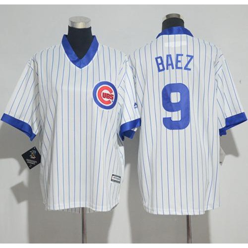 Chicago Cubs #9 Javier Baez White(Blue Strip) Cooperstown Stitched Youth MLB Jersey Chicago Cubs #9 Javier Baez White(Blue Strip) Cooperstown Stitched Youth MLB Jersey