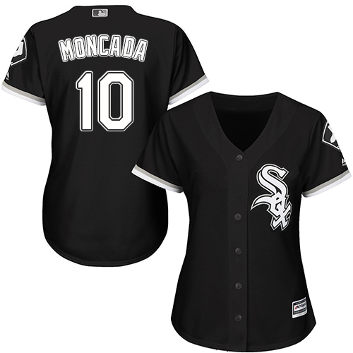 Chicago White Sox #10 Yoan Moncada Black Alternate Womens Stitched MLB Jersey Chicago White Sox #10 Yoan Moncada Black Alternate Womens Stitched MLB Jersey
