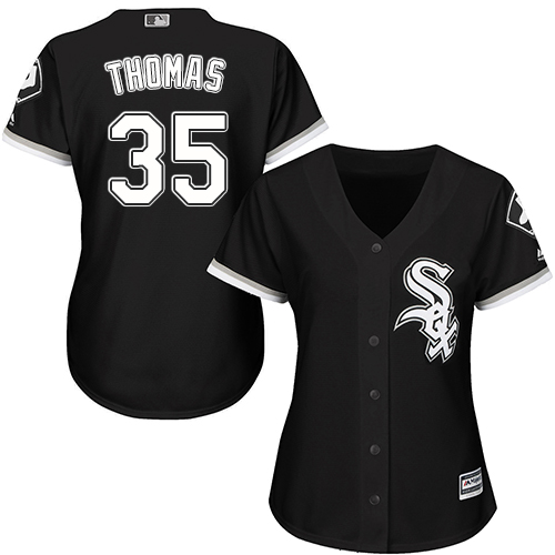 Chicago White Sox #35 Frank Thomas Black Alternate Womens Stitched MLB Jersey Chicago White Sox #35 Frank Thomas Black Alternate Womens Stitched MLB Jersey